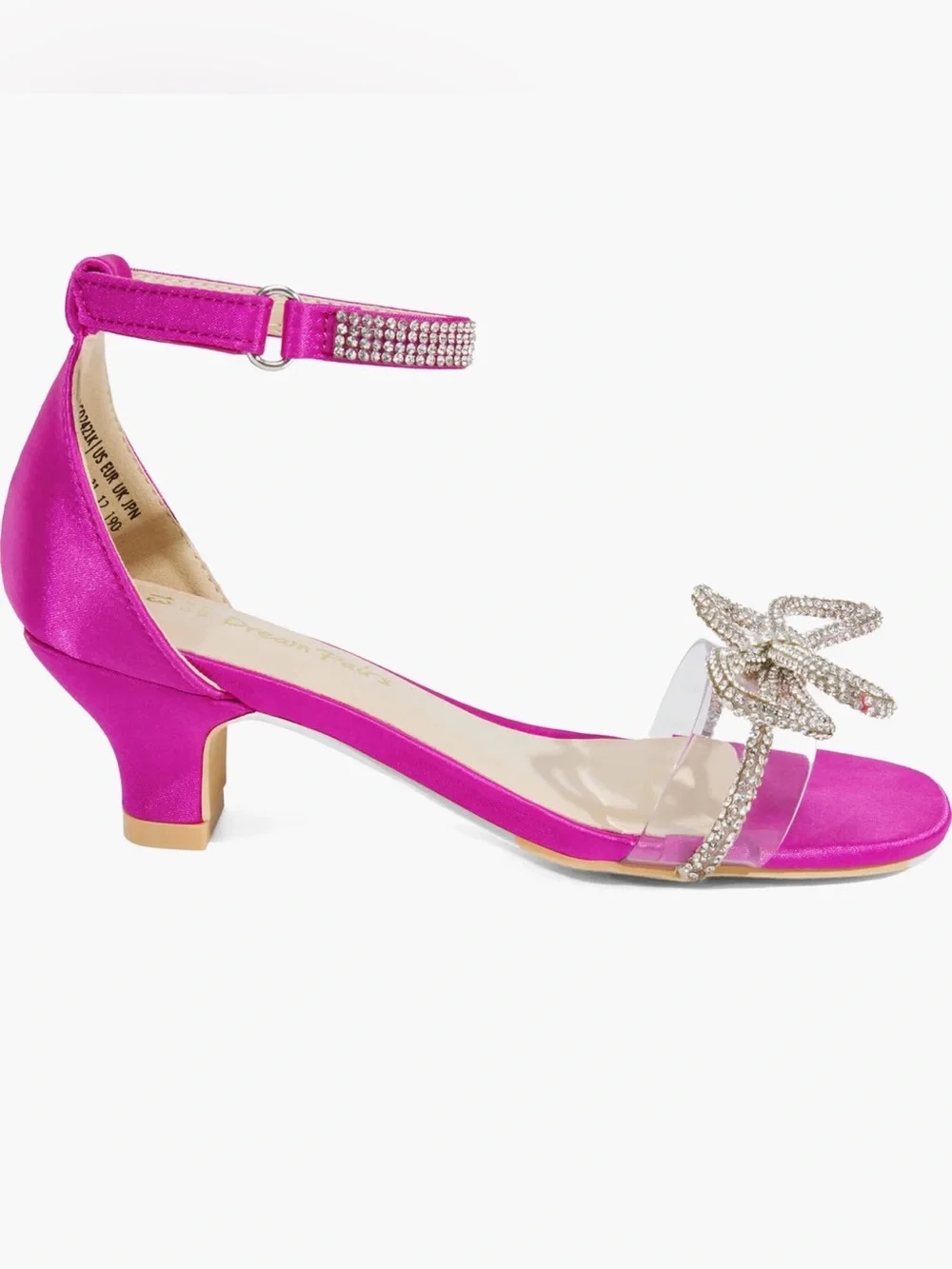 Dream Pairs Hot Pink Rhinestone Ankle-Strap Heeled Sandal